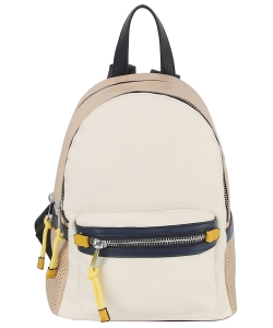 Fashion Colorblock Backpack CJF133 WHITE